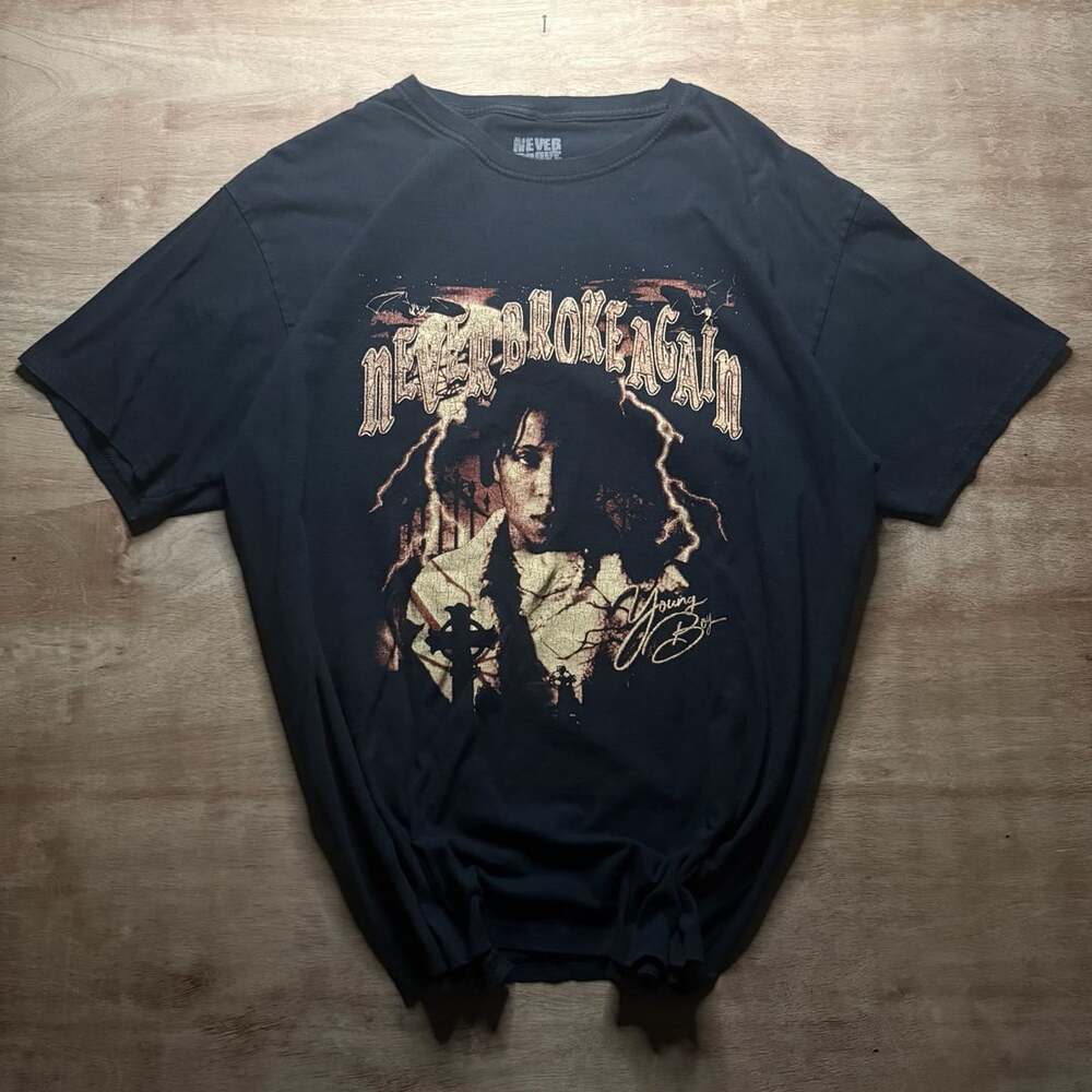 Never Broke Again YoungBoy Graphic T-Shirt Size Large Black